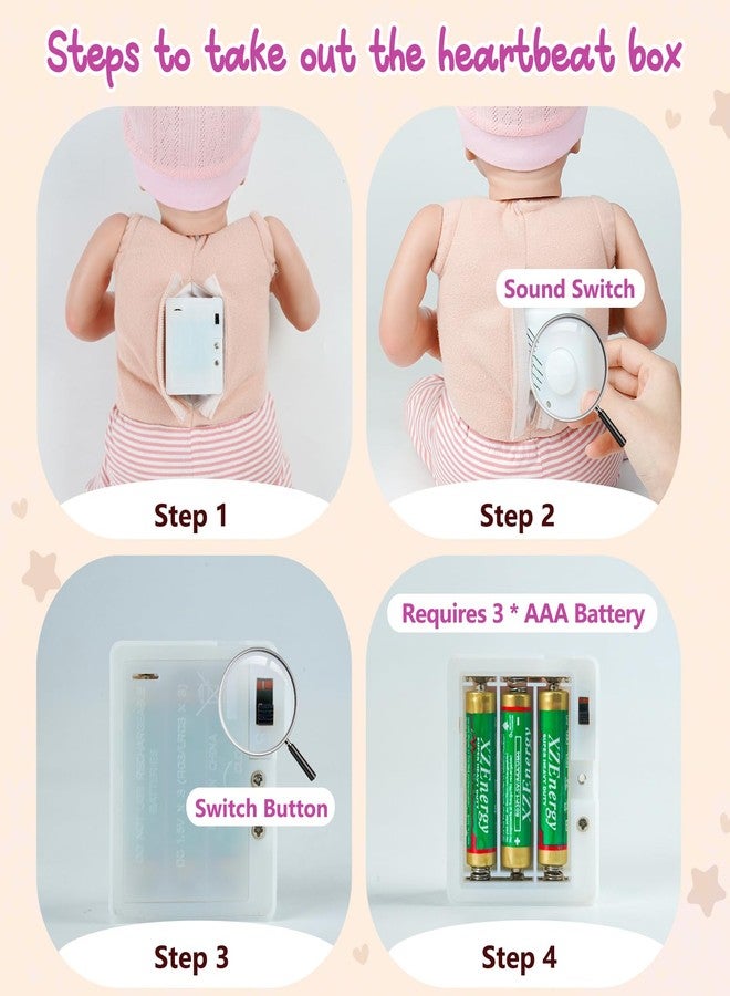 BABESIDE Realistic Baby Doll with Heartbeat Loulou, 20 inch Handmade Reborn Baby Dolls Girl with Crying and Babbling Voice, Real Baby Dolls That Look Real for Girls Boys Kids Age 3+ - Image 5